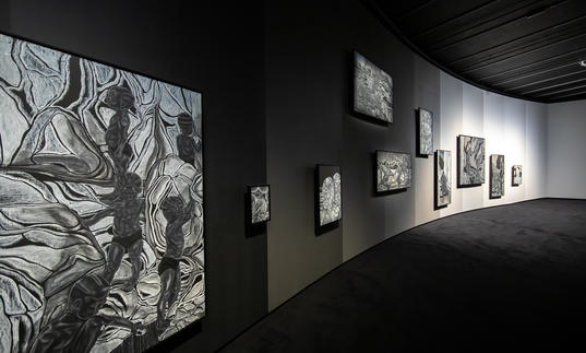 installation shot of toyin ojih odutola's a countervailing theory