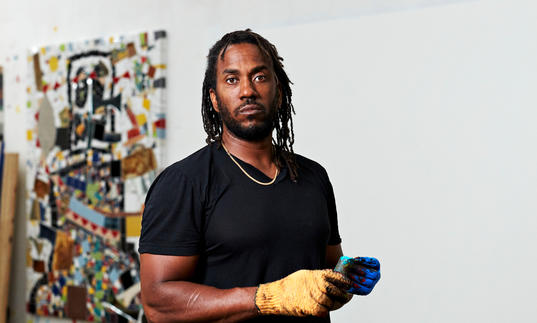 Photo of Rashid Johnson in his studio