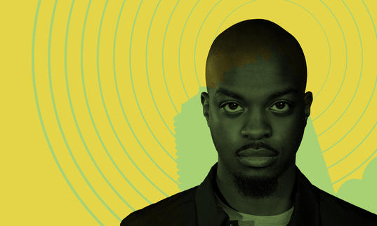 Image of George the Poet set against a yellow background