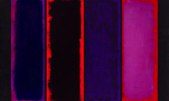 a graphic image made up of red blue and purple tones