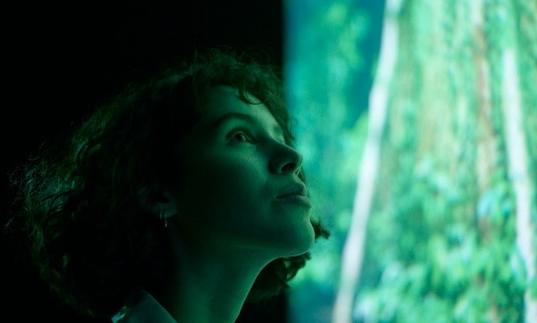 Person looking at Marshmallow Laser Feast installation