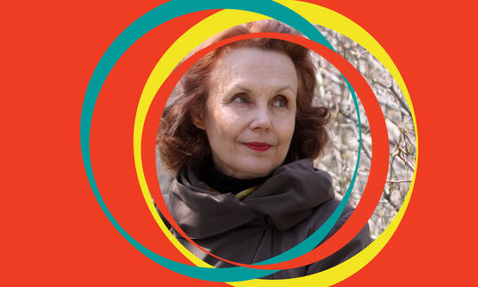 Kaija Saariaho image, centered around red BBC SO branding