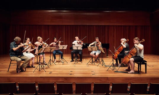 Guildhall School chamber musicians performing in a string octet