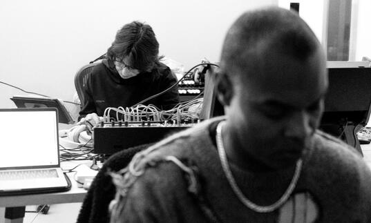 Photo of electronic musicians Actress and Suzanne Ciani