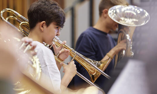 Junior Guildhall brass musicians