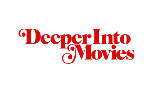 Text in red tat says 'Deeper into Movies' against a white background