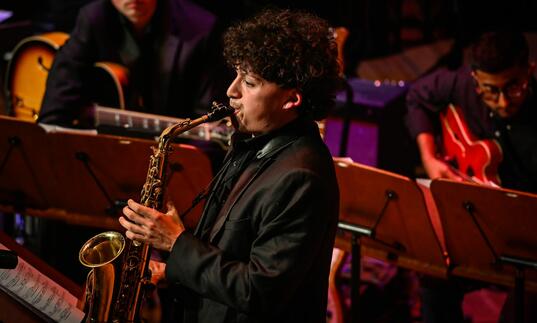 Guildhall School saxophone player in performance