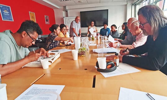 A group of people at a workshop