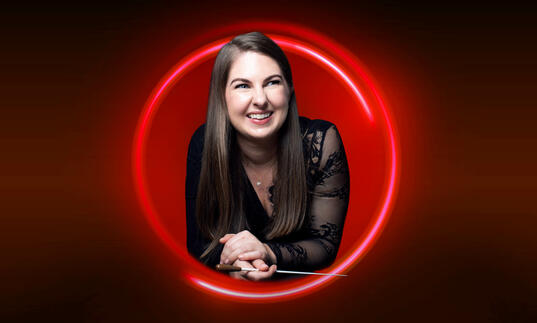 Portrait of Karen Ni Bhroin in a red circle