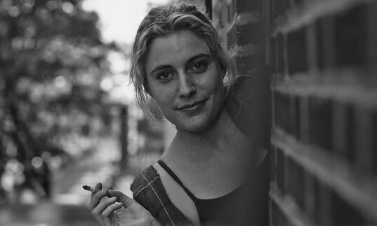 A young woman on a train