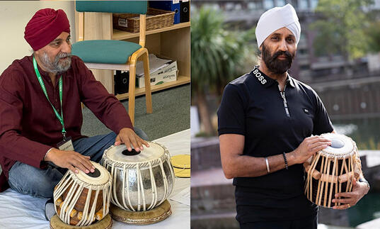 Two images of performers