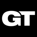The letters GT in white, against a black background.