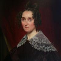 Painting of Louise Farrenc with ringlets and a lace shawl, painted in 1835