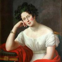Painting of Maria Szymanowska resting her head on her hand, painted by  Józef Oleszkiewicz in 1827