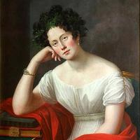 Painting of Maria Szymanowska resting her head on her hand, painted by Józef Oleszkiewicz in 1827
