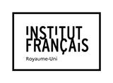 A white logo with black text that reads &#039;Institut Francais Royaume-Uni&#039;.