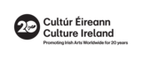 A black and white logo that reads 'Culture Ireland, promoting Irish Arts worldwide for 20 years'.