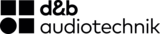 d&b audiotechnik logo. The words d&b audiotechnik are in black, and to the left is a black circle and three squares in a square formation.